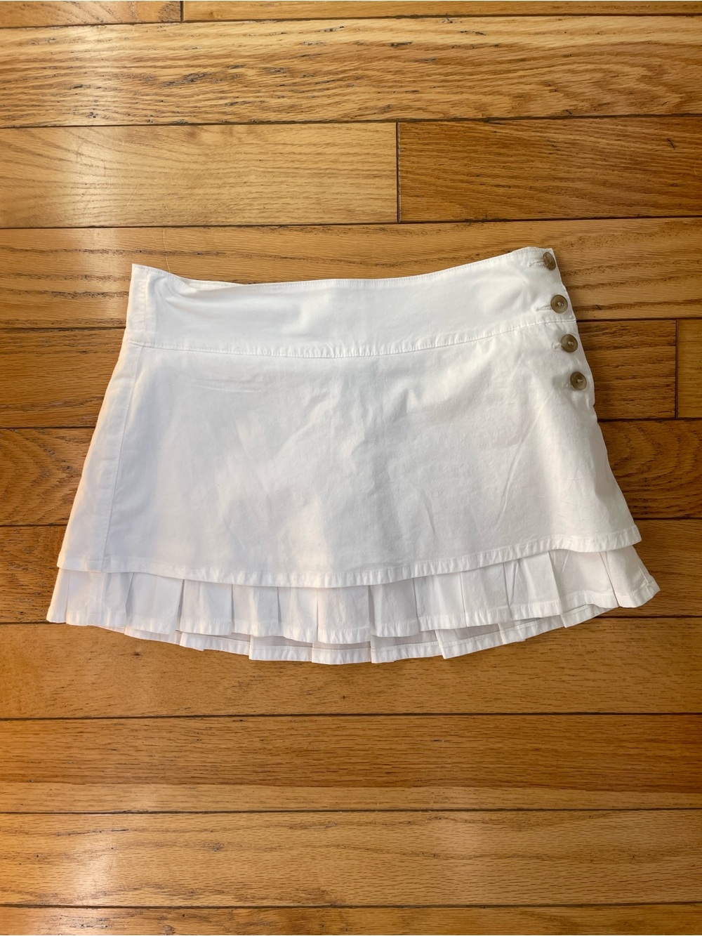 AE American Eagle White Cotton Poplin Mini Skort Skirt Ruffle Hem Low Rise 000